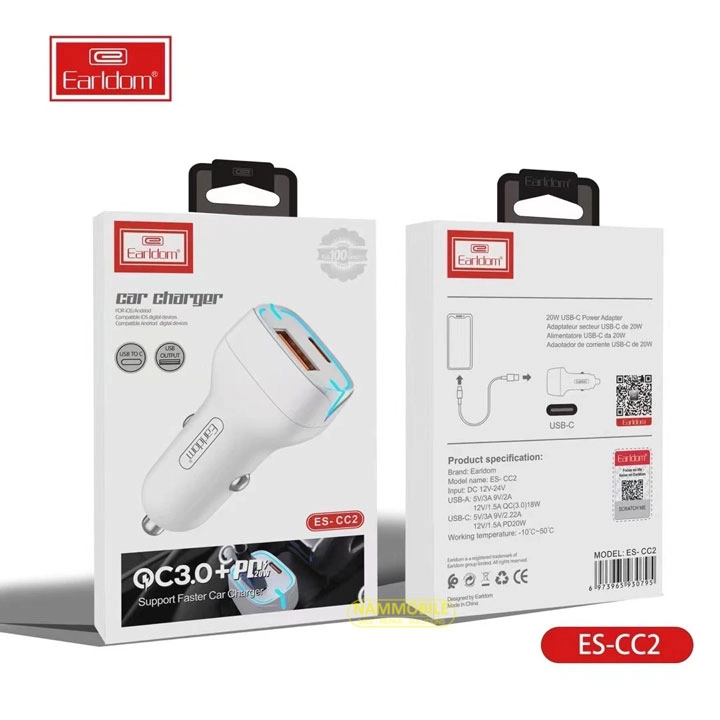 Tẩu sạc ôtô Earldom 20W (ES-CC2)